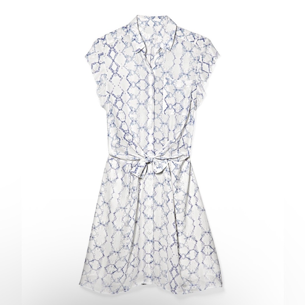 Rebecca Taylor silk White and Blue Midi shirt dress size 6